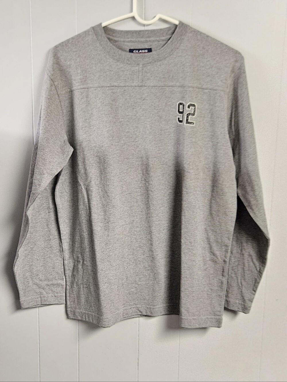 Class Club Boys Heathered Varsity Long Sleeve T Shirt, Size 16